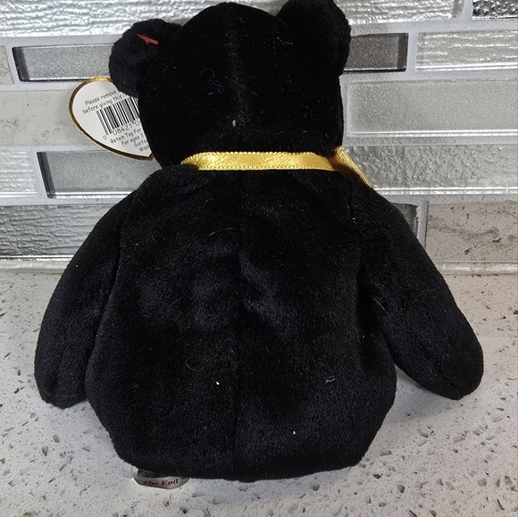 Ty Beanie Baby - The End - Black Bear with Gold Bow - Picture 2 of 5